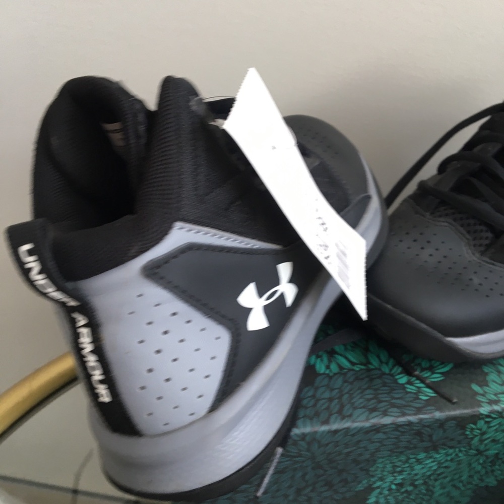 Under Armour Kids' Black and Gray High-Top Basketball Shoes